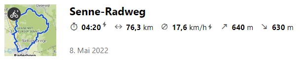 Senne Radweg Daten